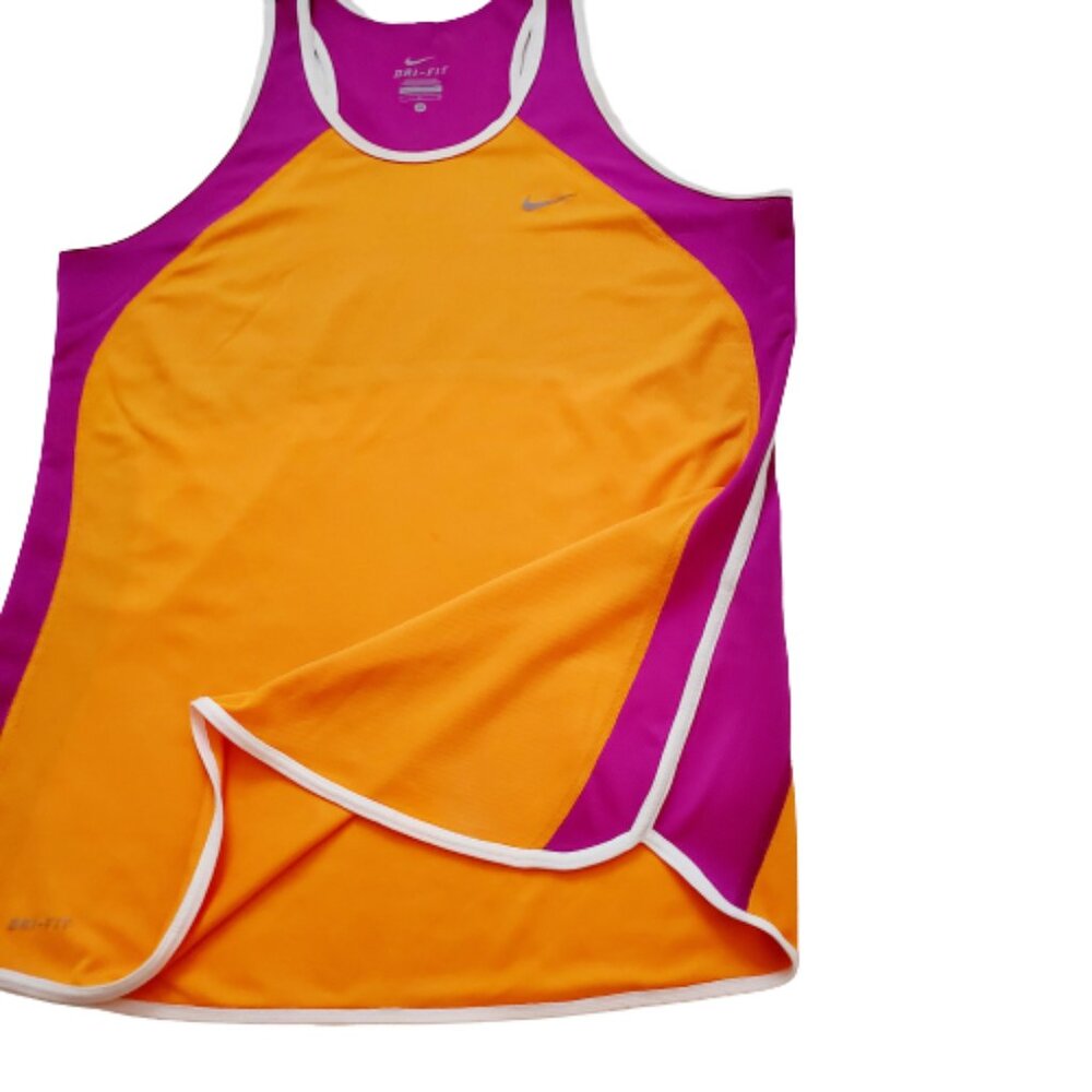 Nike Dri-Fit Women's Purple Orange Color Block Racerback Athletic Tank Top M - Picture 6 of 10